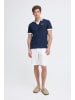 CASUAL FRIDAY Einfarbiges Poloshirt V-Ausschnitt Kurzarm in Blau-2