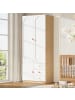 ABRIHOME Kleiderschrank in Weiß mit 2 Türen Schubladen Stange 80x45x200 cm
