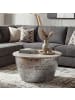 FineBuy Couchtisch in Silber / Marmor / 60x60x34