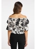 faina Damen Carmenbluse in Weiss Schwarz
