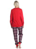NORMANN Schlafanzug Bündchen Karohose - 75747 in rot