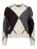 Zero  Grobstrick-Pullover mit Intarsie in Patch Cream/Brown