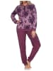 NORMANN Frottee Schlafanzug langarm Bündchen Floral in beere