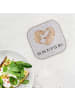 Mr. & Mrs. Panda Glas-Untersetzer Otter Herz mit Spruch in Grau Pastell