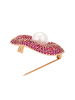 faina Women Pin Back Brooch in Rose Gold White