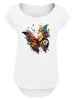 F4NT4STIC Long Cut T-Shirt Schmetterling Bunt in weiß