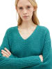 Tom Tailor Strickpullover Ripp Knit V-Neck Pullover in Grün