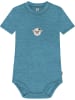 Normani Outdoor Sports Baby Kurzarm Body - 100% Bio-Merinowolle in Blau