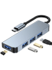 TechProtect 4in1 Multifunktionsadapter HUB V1 USB-C – 3x USB-A 2.0 / USB-A in Grau