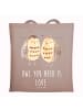 Mr. & Mrs. Panda Tragetasche Eulen Liebe mit Spruch in Braun Pastell