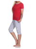 NORMANN Capri Pyjama kurzarm Schlafanzug Hose - 74497 in rot