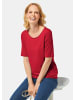 GOLDNER Rundhalsshirt Kombistarkes Halbarmshirt mit tonaler Zierkante in rot
