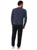 NORMANN Lange Frottee Pyjama Schlafanzug Bündchen Streifen - 50171 in marine