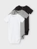 name it Unisex 3er-Pack Bodys kurzarm einfarbig Black 50