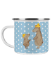 Mr. & Mrs. Panda Tasse Emaille Bären mit Hut ohne Spruch in Blau Pastell