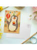 Mr. & Mrs. Panda Postkarte 1. Geburtstag Pinguin Luftballon Desi... in Weiß