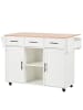 ABRIHOME Küchenwagen in Weiß 139x46x91.5 cm mit klappbarer Arbeitsplatte und Rollen