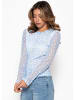 SASSYCLASSY Getupftes Mesh Shirt mit Rundhals in Hellblau