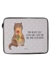 Mr. & Mrs. Panda Notebook Tasche Otter Blumenstrauß mit Spruch in Grau Pastell