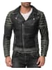 Reichstadt Herren Slim Fit Bikerjacke Silver Zipper  in Fungi Green