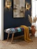 KADIMA DESIGN Sitzbank Samt / Massivholz Bank 117x51x38 cm Bettbank Patchwork,