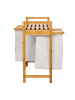 Lumaland Wäschekorb Bambus 73x64x33cm weiß 2 Wäschesäcke ausziehbar Weiß