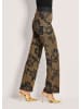 MADELEINE Jacquardhose mit floralem Muster in schwarz / caramel