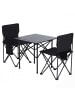 MCW Campingset Q39 Tisch 2x Stuhl, Schwarz
