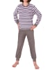 NORMANN Frottee Pyjama langarm Schlafanzug Bündchen Streifen - 50630 in rosa