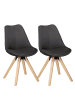 KADIMA DESIGN 2er Set Retro Esszimmerstuhl LIMA Polsterstuhl Stoff-Bezug in Anthrazit