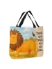 Mr. & Mrs. Panda Strandtasche Sternzeichen Löwe Design mit Spruch in Weiß