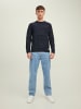 Jack & Jones Dünner Langarm Strickpullover Basic Sweater Meliert JCOBERG in Navy