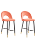 Beliani 2er-Set Barhocker FALTON in Rot/Schwarz/Gold