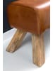 KADIMA DESIGN Sportlicher Sitzhocker, Braun, Leder, Mango-Holz, 90x30x43 cm, Modern & Stabil