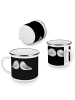 Mr. & Mrs. Panda Emaille Tasse Verlobungsfeier Abenteuer mit Spruch in Schwarz