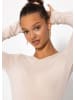 SASSYCLASSY Gestreiftes, leicht transparentes Langarmshirt mit Kaschmiranteil in Beige
