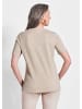 GOLDNER Braunes Halbarm-Shirt mit Glanzeffekt in beige