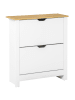 HOMCOM Schuhschrank-72L x 26B x 80H cm-Weiß+Naturholz