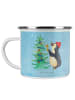 Mr. & Mrs. Panda Camping Emaille Tasse Pinguin Weihnachtsbaum oh... in Eisblau