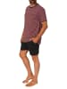 NORMANN Kurzarm Schlafanzug Pyjama Shorty Streifen in rot