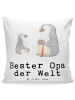 Mr. & Mrs. Panda Kopfkissen Pinguin Bester Opa der Welt mit Spruch in Weiß