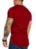 Amaci&Sons Basic T-Shirt mit Zipper und Rundhalsausschnitt AUSTIN in Bordeaux