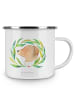 Mr. & Mrs. Panda Camping Emaille Tasse Hund Blumen ohne Spruch in Weiß