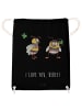 Mr. & Mrs. Panda Jutebeutel Bienen Paar mit Spruch in Schwarz
