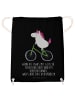 Mr. & Mrs. Panda Jutebeutel Einhorn Radfahrer mit Spruch in Schwarz