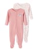 name it 2er Pack Baby Strampler mit Blumendesign und Knöpfen in Rosa