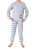 NORMANN Frottee langarm Schlafanzug Pyjama Bündchen und Fussball - 77041 in grau