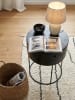 KADIMA DESIGN Nachttisch Rund Holz Stauraum Schublade Industrial, Beistelltisch in Schwarz