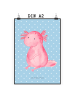 Mr. & Mrs. Panda Poster Axolotl Niedlich ohne Spruch in Blau Pastell