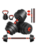 relaxdays Hantelset in Schwarz – 19 kg (Kettlebell, Kurz-/Langhantel)